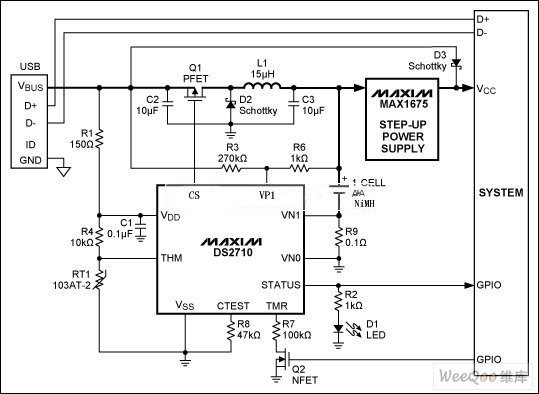 USB供電的單節(jié)NiMH電池開關(guān)模式充電器